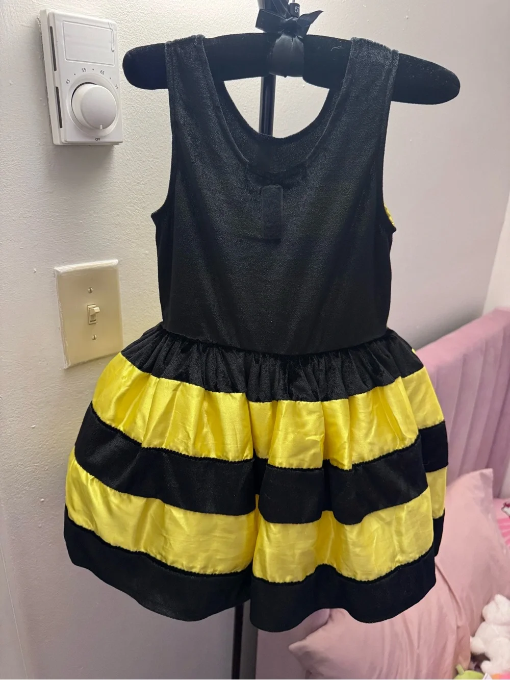 Girls' Yellow and Black Striped Party Dress